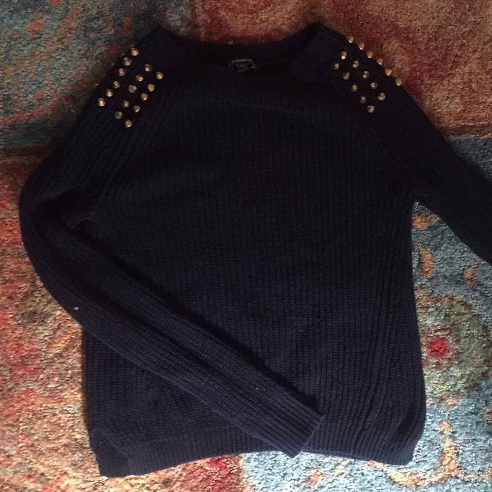 Express Black Knit Sweater with gold details